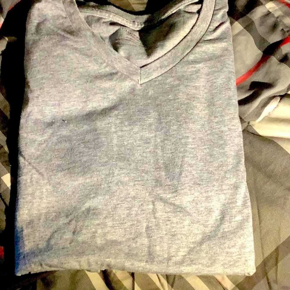 Grey short sleeved shirt